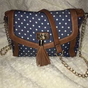 Denim polka dot crossbody bag